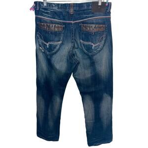 VTG AKADEMIKS Wide Leg Loose Baggy Logo Pocket 90s hip hop Jeans 38x33